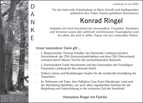 Traueranzeige von Konrad Ringel von Pegnitz-Zeitung