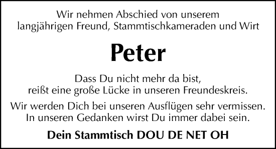 Traueranzeige von Peter  von Hersbrucker Zeitung Lokal
