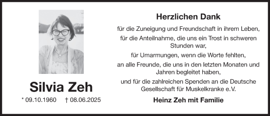 Traueranzeige von Silvia Zeh von Der Bote