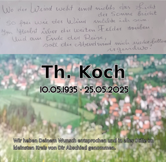 Traueranzeige von Th. Koch von Pegnitz-Zeitung