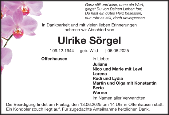Traueranzeige von Ulrike Sörgel von Hersbrucker Zeitung Lokal