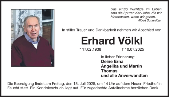 Traueranzeige von Erhard Völkl von Der Bote