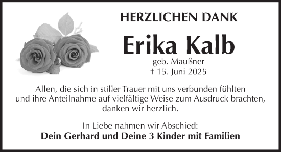 Traueranzeige von Erika Kalb von Pegnitz-Zeitung