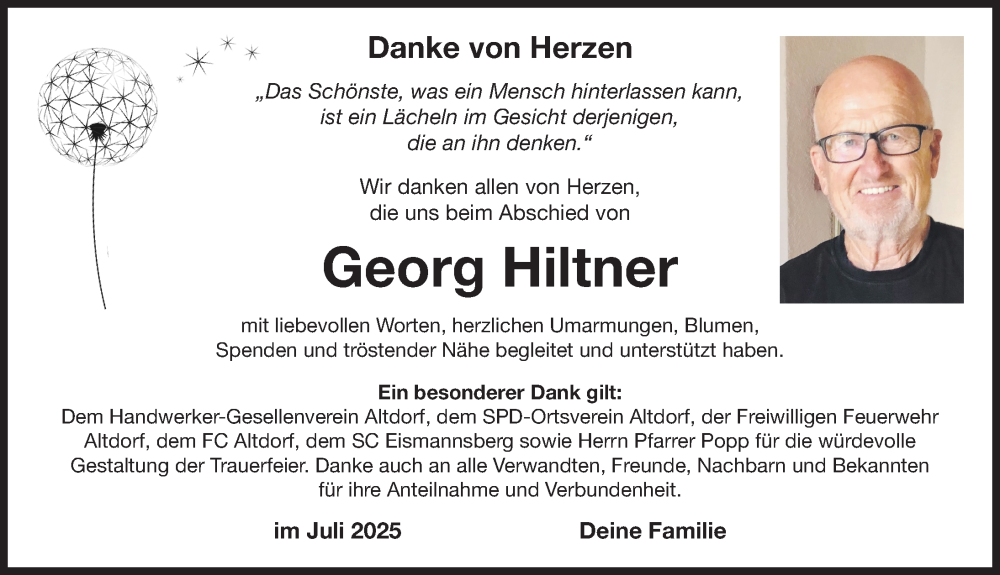  Traueranzeige für Georg Hiltner vom 26.07.2025 aus Der Bote