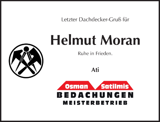 Traueranzeige von Helmut Moran von Pegnitz-Zeitung