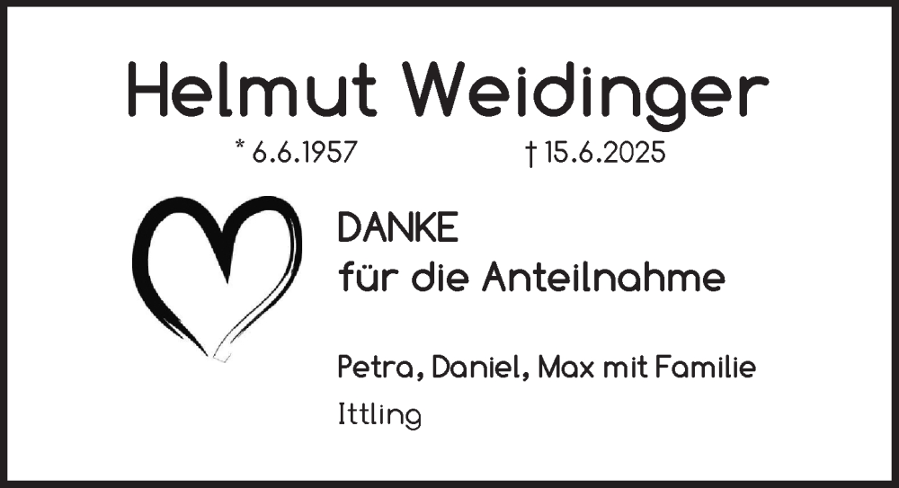  Traueranzeige für Helmut Weidinger vom 31.07.2025 aus Pegnitz-Zeitung