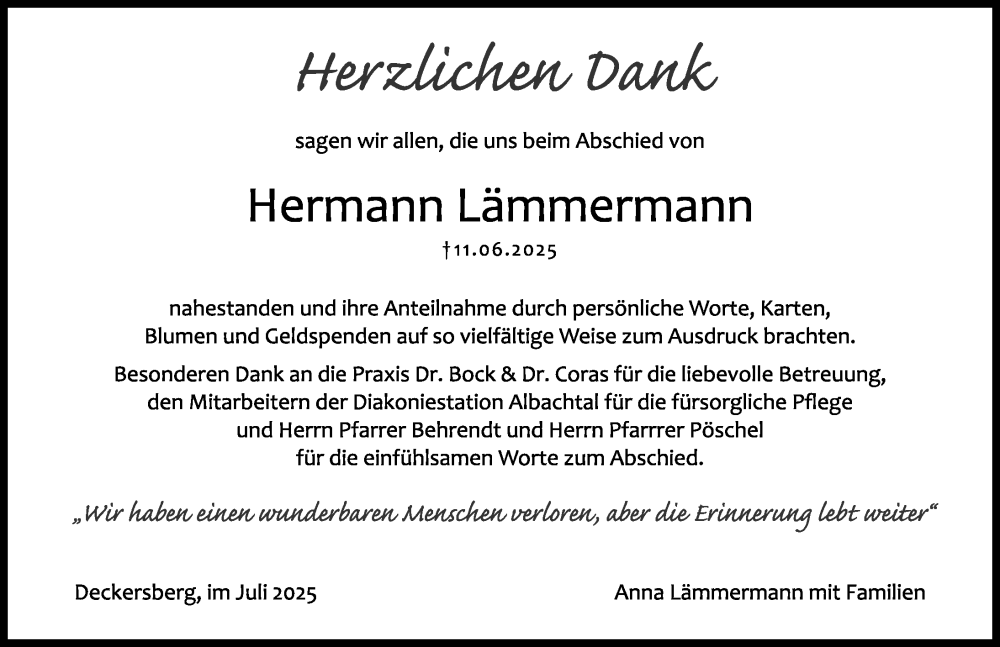  Traueranzeige für Hermann Lämmermann vom 19.07.2025 aus Hersbrucker Zeitung Lokal
