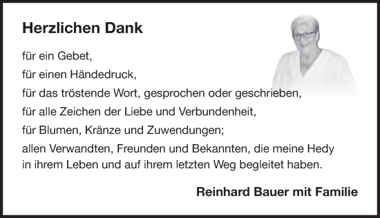 Traueranzeige von Herzlichen Dank  von Der Bote