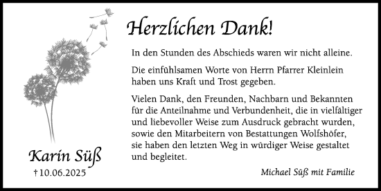 Traueranzeige von Karin Süß von Hersbrucker Zeitung Lokal