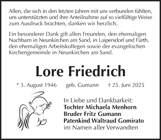 Traueranzeige von Lore Friedrich von Pegnitz-Zeitung