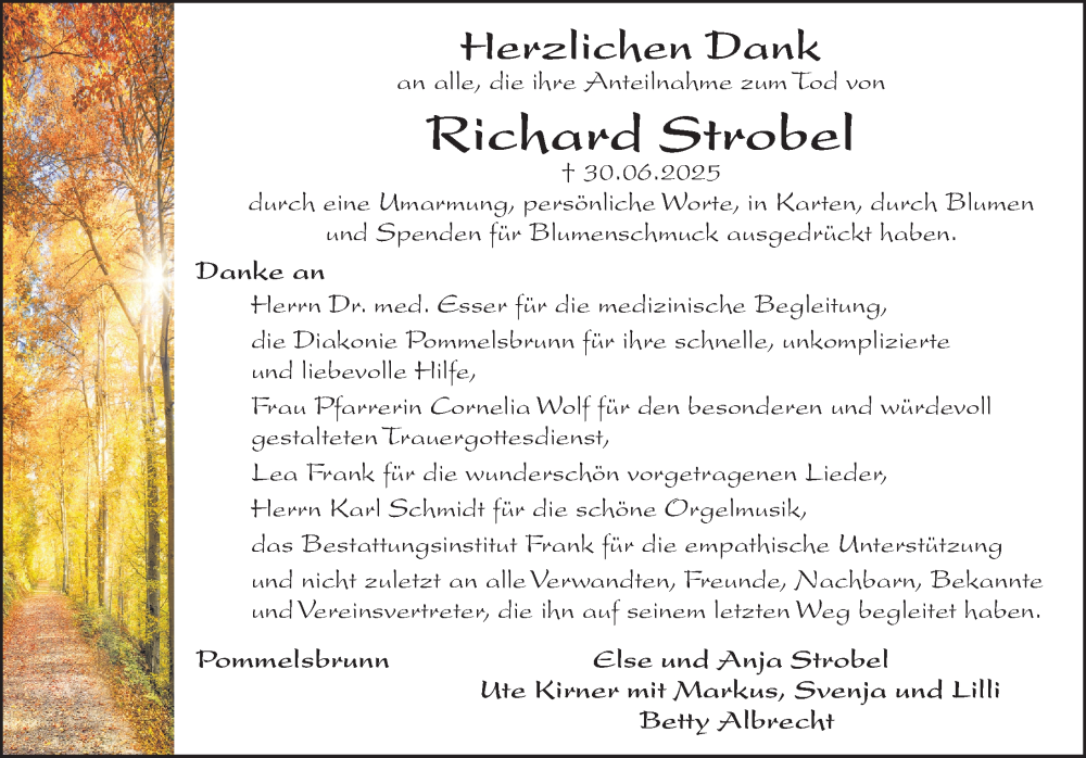  Traueranzeige für Richard Strobel vom 12.07.2025 aus Hersbrucker Zeitung Lokal