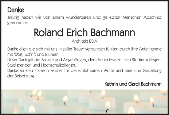 Traueranzeige von Roland Erich Bachmann von Der Bote