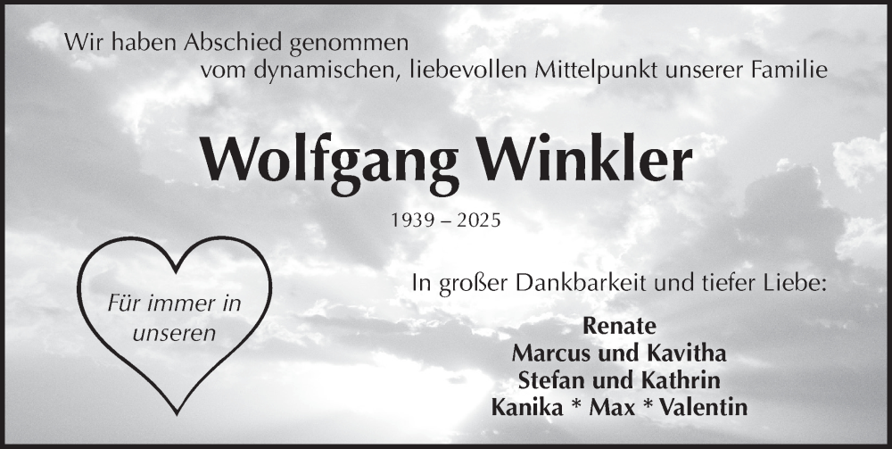  Traueranzeige für Wolfgang Winkler vom 14.06.2025 aus Pegnitz-Zeitung