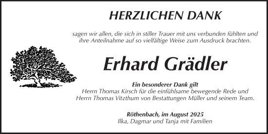 Traueranzeige von Erhard Grädler von Pegnitz-Zeitung