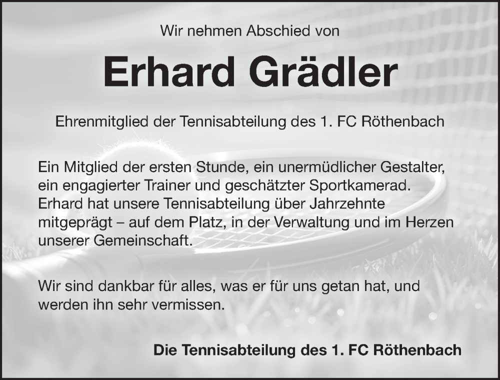 Traueranzeige für Erhard Grädler vom 02.08.2025 aus Pegnitz-Zeitung