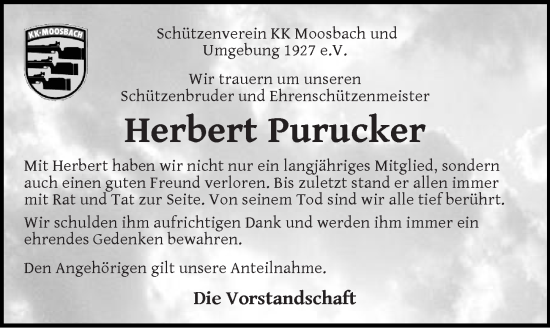 Traueranzeige von Herbert Purucker von Der Bote