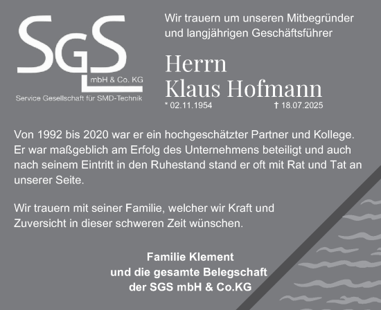 Traueranzeige von Klaus Hofmann von Pegnitz-Zeitung