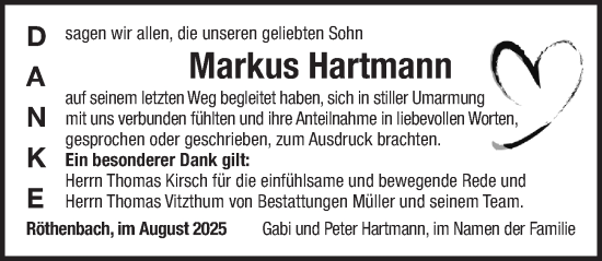 Traueranzeige von Markus Hartmann von Pegnitz-Zeitung