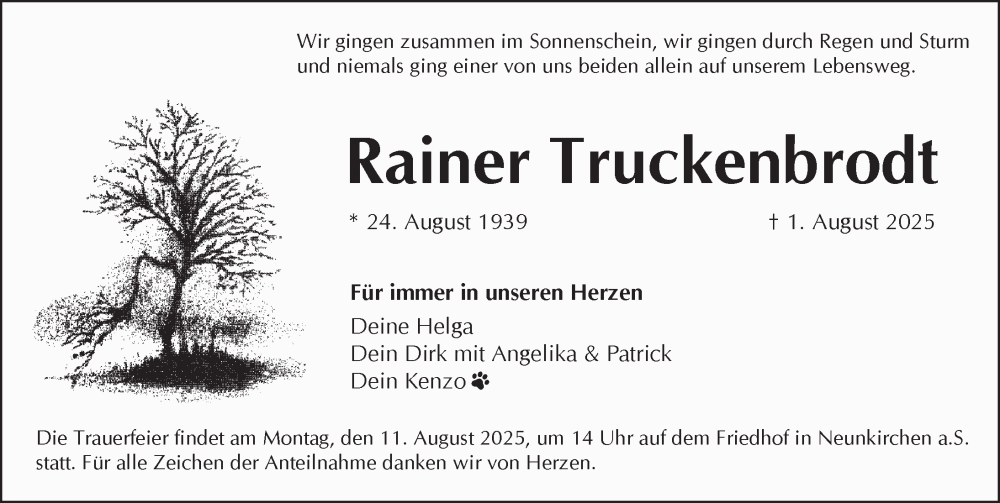  Traueranzeige für Rainer Truckenbrodt vom 09.08.2025 aus Pegnitz-Zeitung
