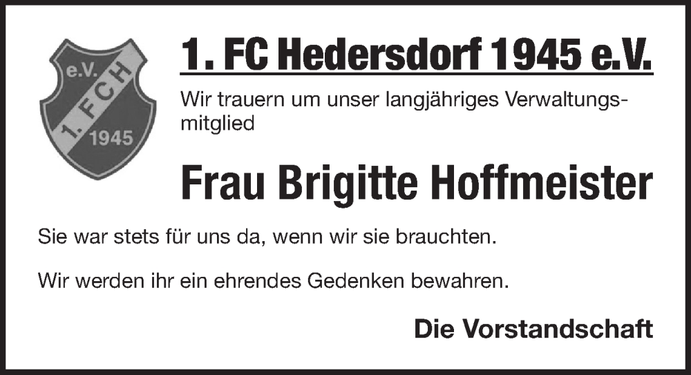  Traueranzeige für Brigitte Hoffmeister vom 09.09.2025 aus Pegnitz-Zeitung