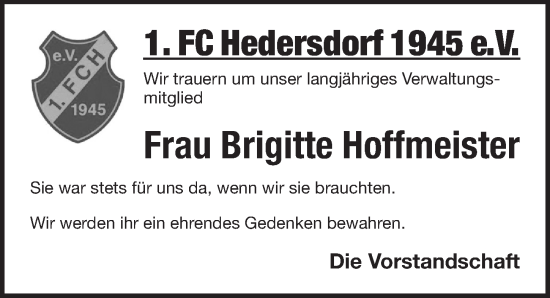 Traueranzeige von Brigitte Hoffmeister von Pegnitz-Zeitung