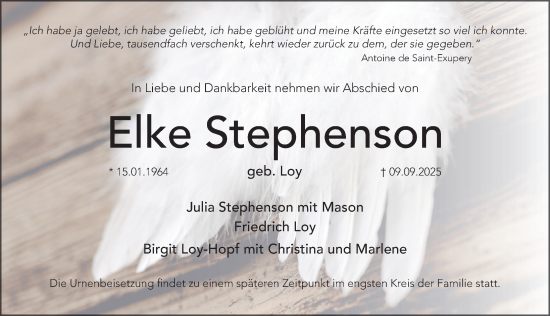 Traueranzeige von Elke Stephenson von Hersbrucker Zeitung Lokal