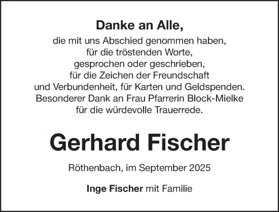 Traueranzeige von Gerhard Fischer von Pegnitz-Zeitung