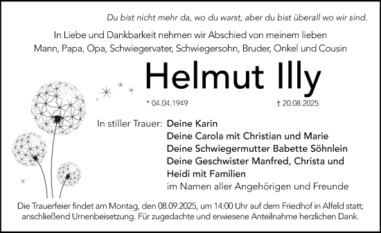 Traueranzeige von Helmut Illy von Hersbrucker Zeitung Lokal