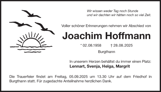 Traueranzeige von Joachim Hoffmann von Der Bote