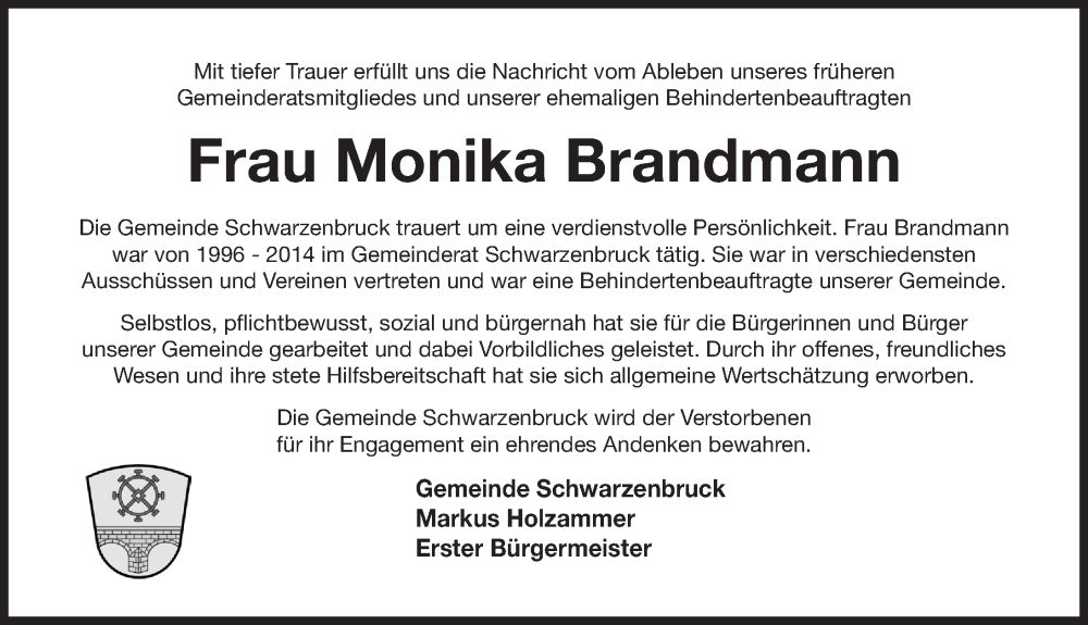  Traueranzeige für Monika Gabriele Brandmann vom 06.09.2025 aus Der Bote