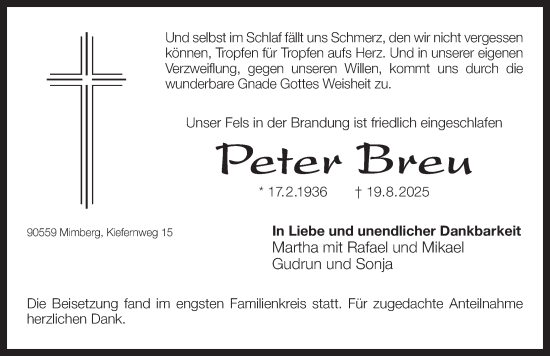 Traueranzeige von Peter Breu von Der Bote