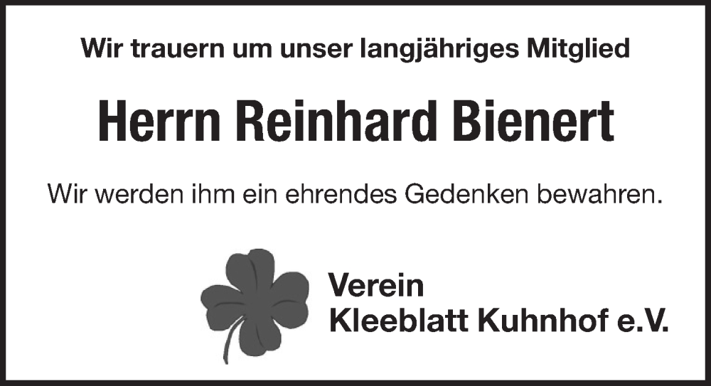  Traueranzeige für Reinhard Bienert vom 03.09.2025 aus Pegnitz-Zeitung