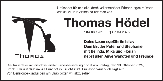 Traueranzeige von Thomas Hödel von Der Bote