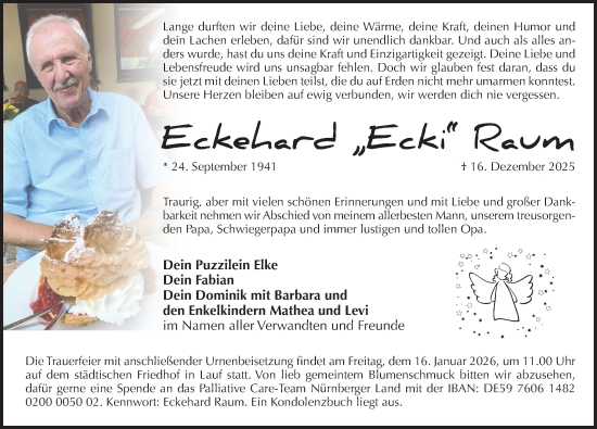 Traueranzeige von Eckehard Raum von Pegnitz-Zeitung
