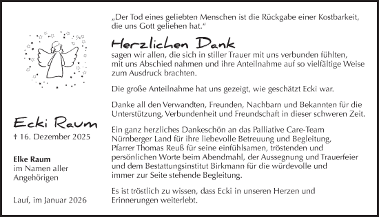 Traueranzeige von Ecki Raum von Pegnitz-Zeitung