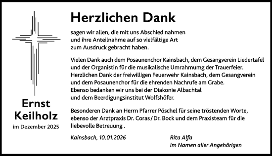 Traueranzeige von Ernst Keilholz von Hersbrucker Zeitung Lokal