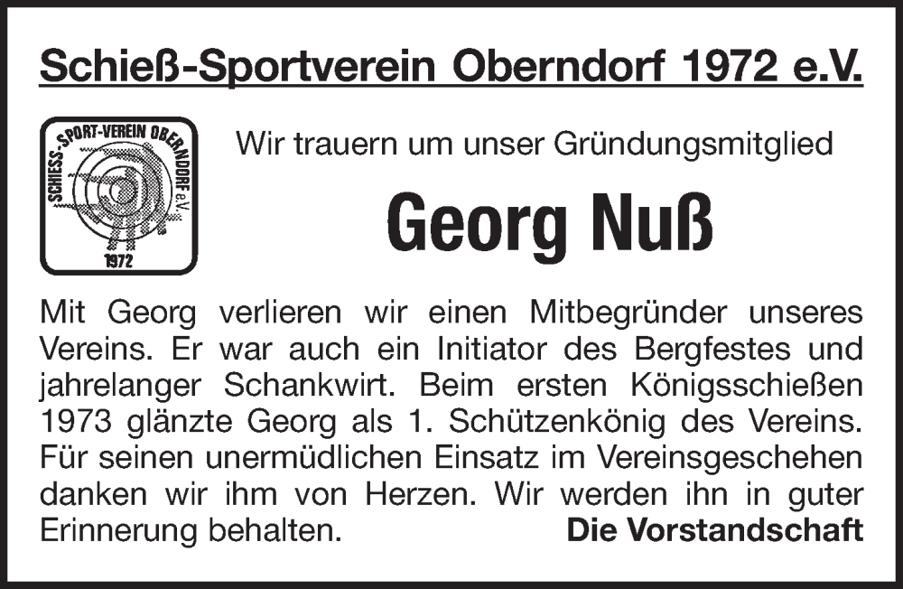  Traueranzeige für Georg Nuß vom 17.01.2026 aus Pegnitz-Zeitung