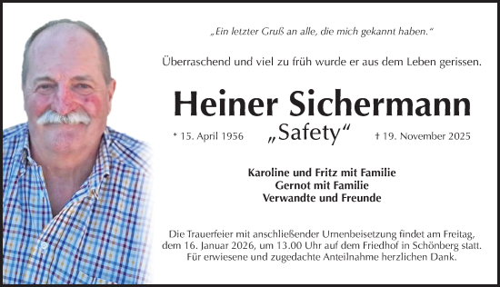 Traueranzeige von Heiner Sichermann von Pegnitz-Zeitung