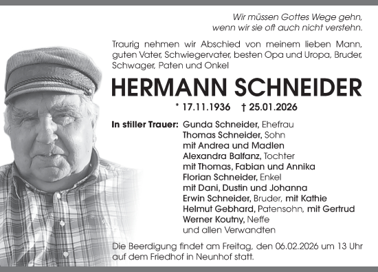 Traueranzeige von Hermann Schneider von Pegnitz-Zeitung