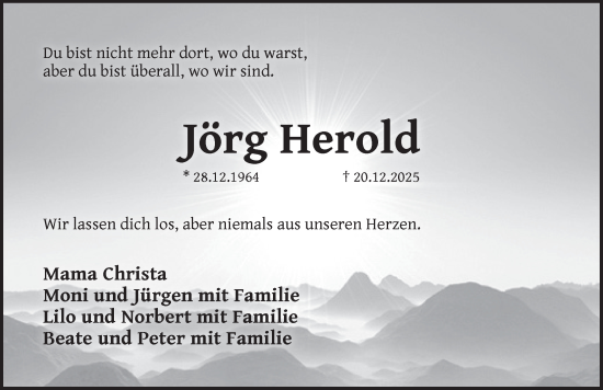 Traueranzeige von Jörg Herold von Pegnitz-Zeitung