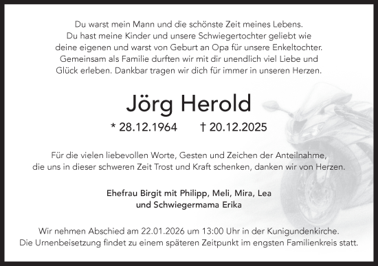Traueranzeige von Jörg Herold von Pegnitz-Zeitung