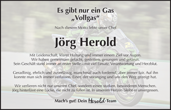 Traueranzeige von Jörg Herold von Pegnitz-Zeitung