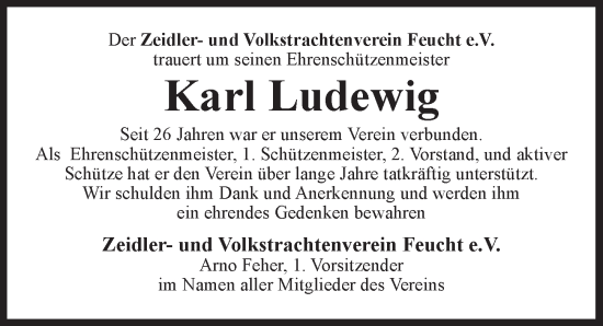 Traueranzeige von Karl Ludewig von Der Bote