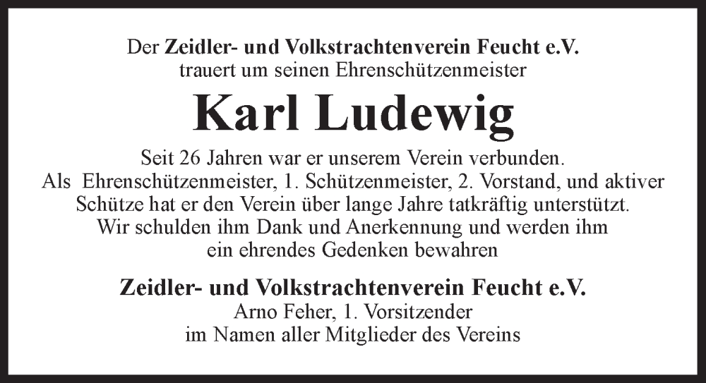  Traueranzeige für Karl Ludewig vom 07.01.2026 aus Der Bote