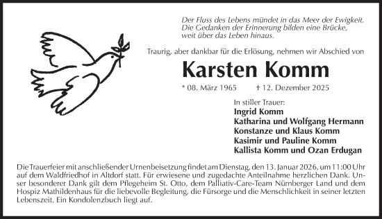 Traueranzeige von Karsten Komm von Der Bote
