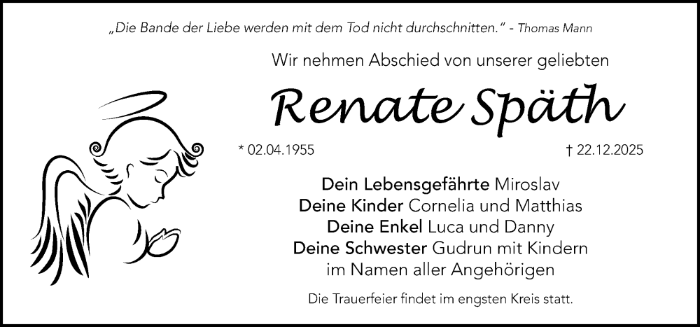  Traueranzeige für Renate Späth vom 03.01.2026 aus Hersbrucker Zeitung Lokal