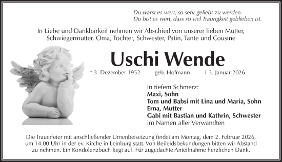 Traueranzeige von Uschi Wende von Pegnitz-Zeitung