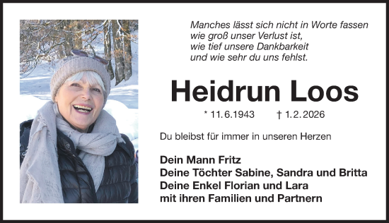 Traueranzeige von Heidrun Loos von Der Bote