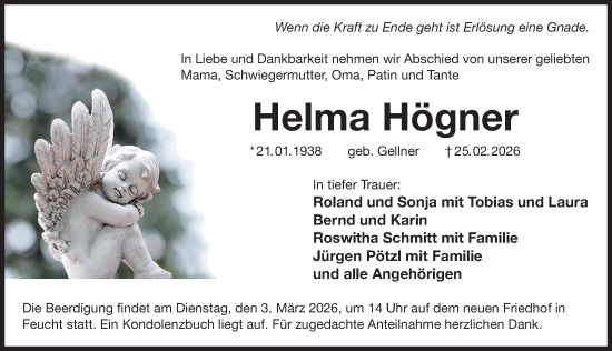 Traueranzeige von Helma Högner von Der Bote