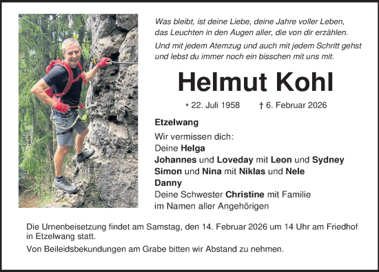 Traueranzeige von Helmut Kohl von Hersbrucker Zeitung Lokal